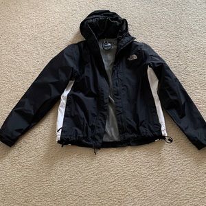 The North Face hooded Spring jacket with hood Black & white strip on sides Small